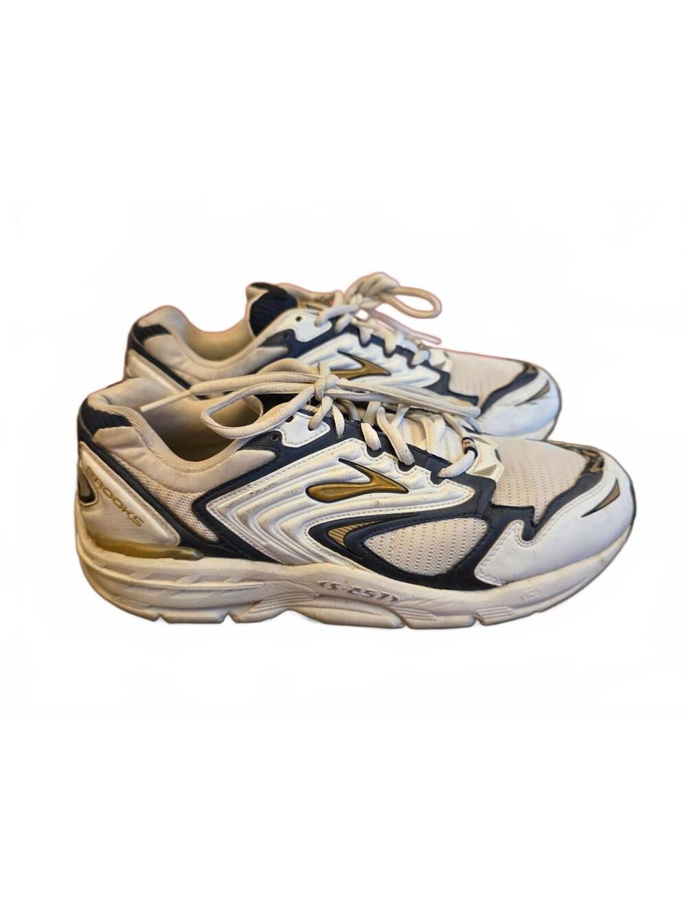 Brooks Beast Men's Running Shoes White Navy Gold Size US 9.5 D